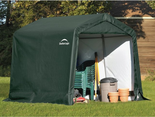 ShelterLogic Foliengerätehaus mit Satteldach in Grün, B/T/H: 240 x 240 x 240 cm - Bild 1