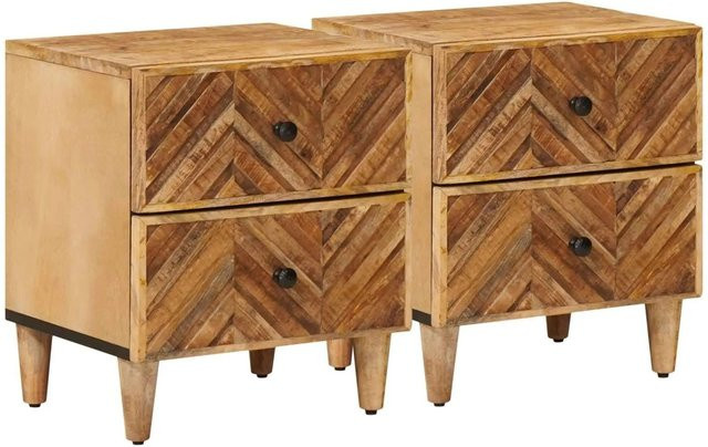 vidaXL Nachttisch Set aus Massivholz Mango in Braun, 2 Stück, B/T/H: 40 x 33,5 x 46 cm - Bild 1