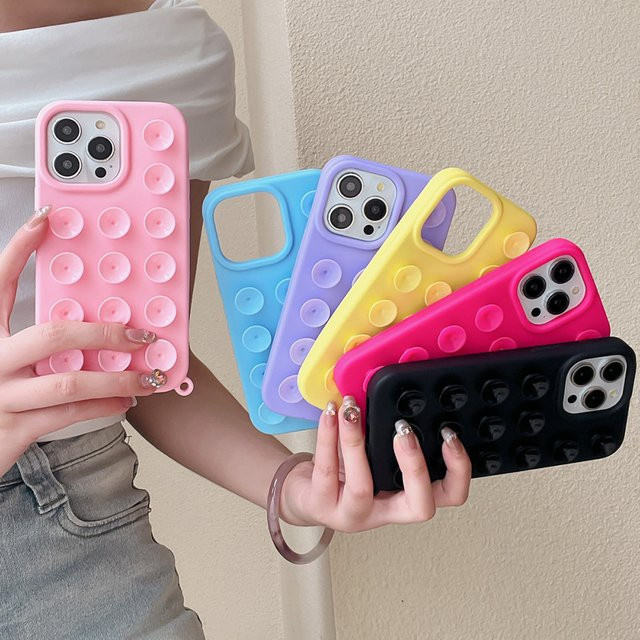 TUNEDEE 3D-Saugnapf-Telefonhülle für iPhone 15 14 13 12 11 Pro Max Plus in Pink, stoßfeste Anti-Rutsch-Abdeckung - Bild 1