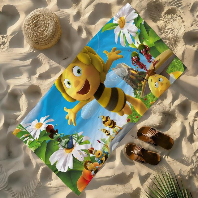 Ka Chen Mutong Strandtuch Maya die Biene, schnelltrocknend und sandfrei, bunt, B: 80 cm, H: 130 cm - Bild 1