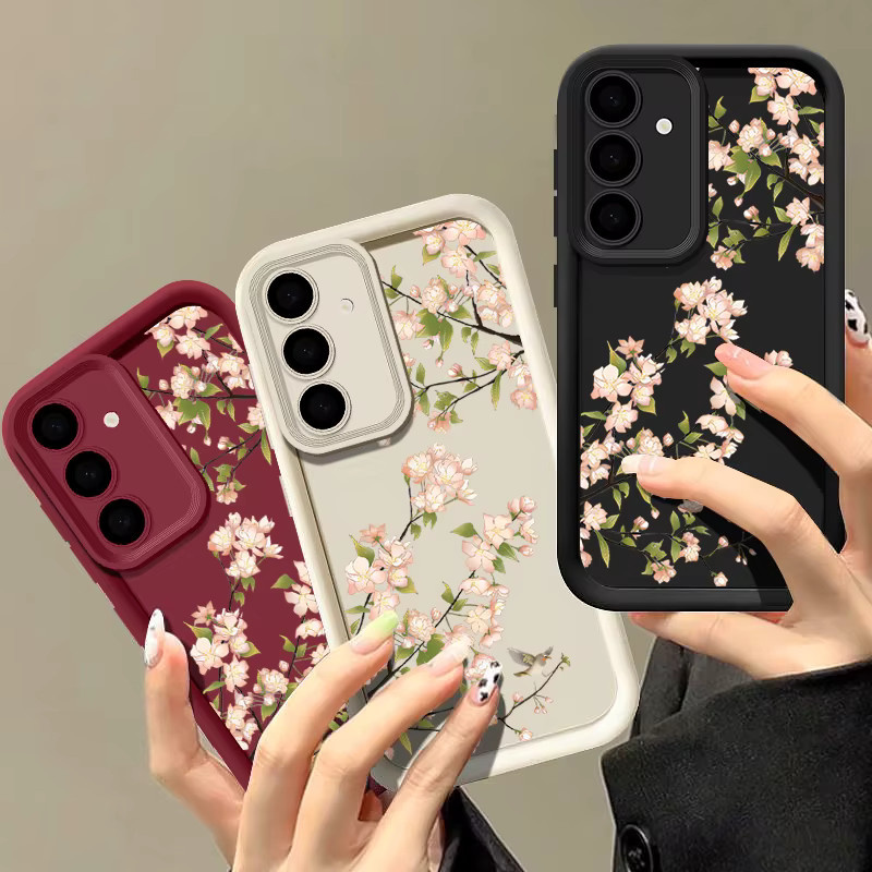 Stoßfeste Silikon Handyhülle mit Blumenmuster für Samsung Galaxy A17 A55 A56 A54 A53 A14 A34 A35 A36 A25 A15 A16 A26 5G in Rot und Mehrfarbig - Bild 1