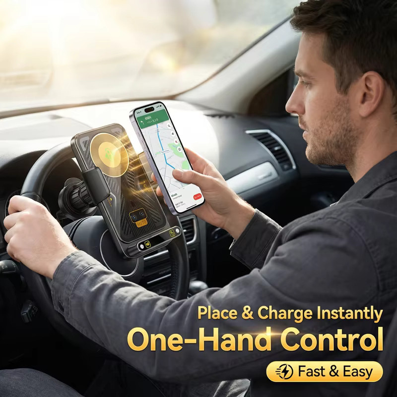 TONGDAYTECH X18 Auto-Handyhalterung mit kabelloser Ladefunktion und 90 Grad Rotationshalterung für Samsung S25 und iPhone 17 16 15 14 13 12 Pro Max, Schwarz, für Lüftungsschlitze - Bild 3