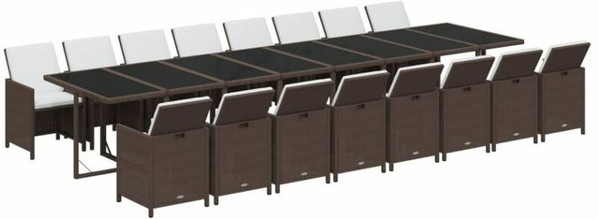 17-teiliges Gartenmöbel-Set aus Polyrattan mit Kissen von vidaxl in Braun - Bild 1