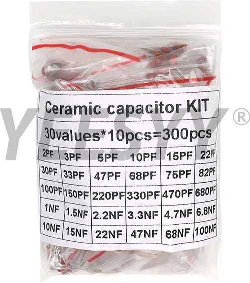 YEESYY Keramik-Kondensatoren Sortiment Set mit 300 Stück und 30 Werten von 2PF bis 0,1UF für DIY Elektronikkomponenten - Bild 1