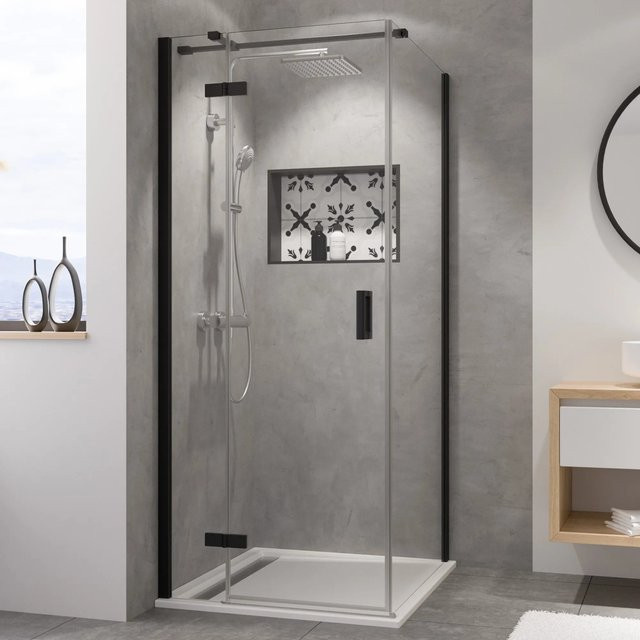 Breuer Duschwand Panorama aus Sicherheitsglas in Clear mit Easy Clean Coating, zweiteilig und klappbar, Breite: 100 cm - Bild 1