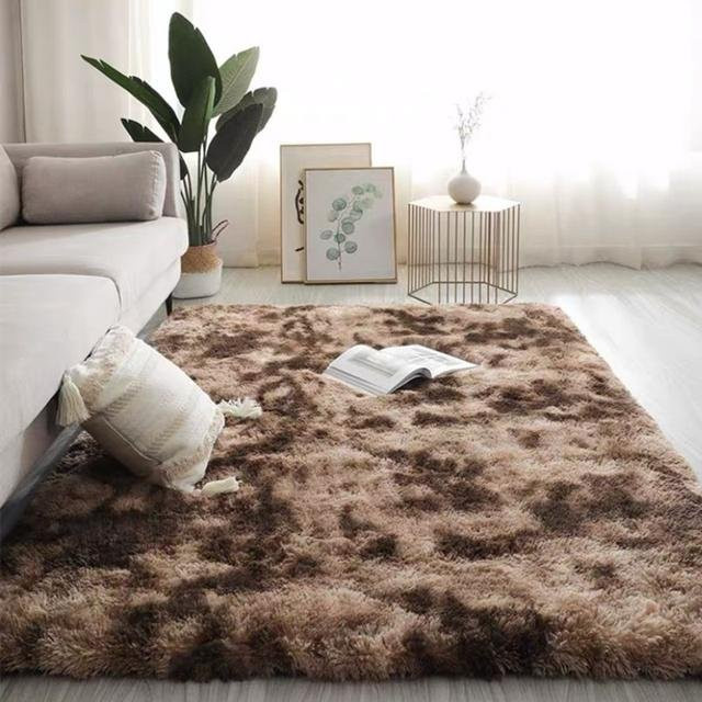 Yiran Furniture Flauschiger Zottelteppich in Braun, moderner Plüschteppich für Wohnzimmer, Schlafzimmer oder Balkon, B/T: 60 x 40 cm - Bild 1