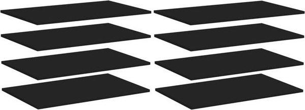 vidaXL Bücherregal-Bretter aus Holzwerkstoff, 8 Stück, Schwarz, B: 80 cm, T: 50 cm, H: 1,5 cm