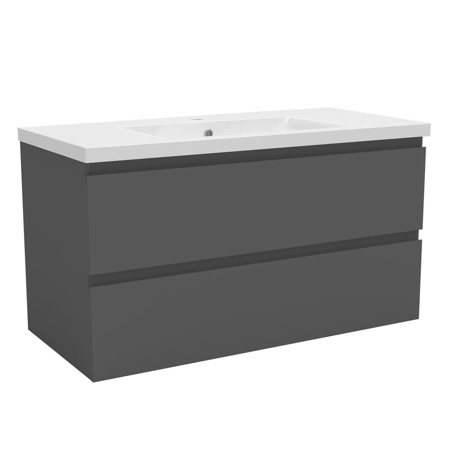 AICA Badmöbel Set Aalst: 2-teiliges Waschtisch-Set mit Unterschrank in Anthrazit Matt mit Softclose-Funktion, Breite: 100 cm - Bild 2