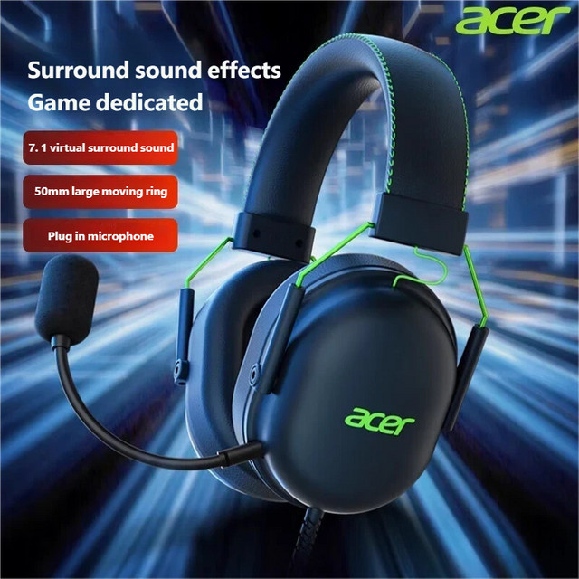 Acer OHW200 USB-Gaming-Headset mit 7.1 Surround Sound und Mikrofon mit Geräuschunterdrückung in Schwarz für PC und Laptop - Bild 1
