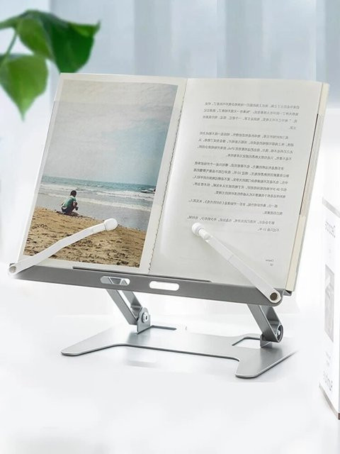 Faltbarer Buchhalter aus Metall in Beige und Silber für Kochbücher und Dokumente - Bild 1