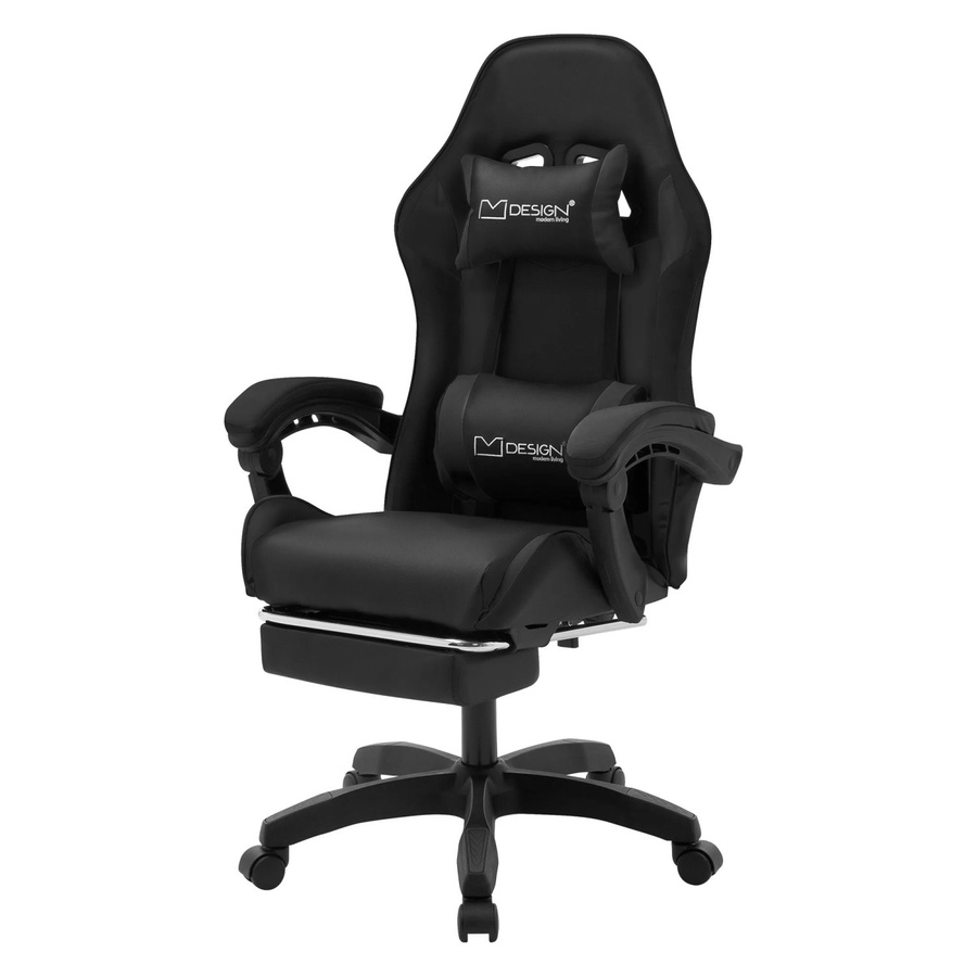 ML-Design Gaming Stuhl in Schwarz aus Kunstleder mit Fußstütze, Armlehnen und Kopfstütze - Bild 2