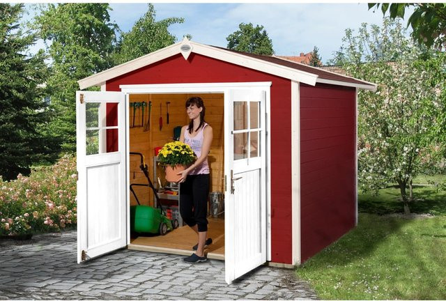 OBI Outdoor Living Holz-Gartenhaus Monza mit Satteldach in Schwedenrot-weiß, B/T/H: 227 x 205 x 210 cm - Bild 1