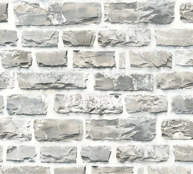 Profhome Steinoptik Tapete in Beige und Grau, Matt, Non-Woven, 0,53 m x 10,05 m - Bild 1