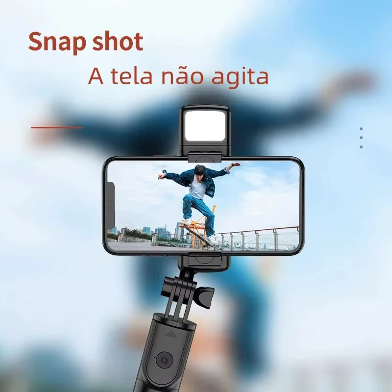 FANGTUOSI Bluetooth Selfie Stick Stativ mit Desktop Ständer und kabellosem Fernauslöser für iPhone und Android in Schwarz mit Fülllicht - Bild 5