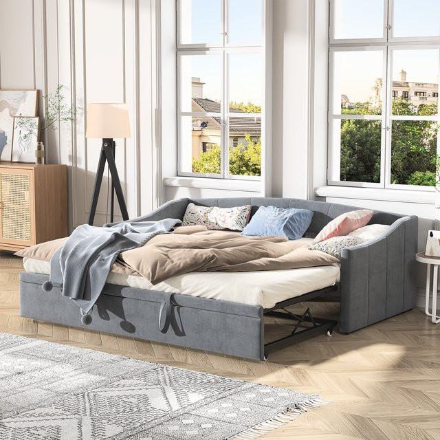 Rosahqnda Schlafsofa aus Samt, faltbares gepolstertes Einzelbett und Doppelbett für Wohnzimmer und Schlafzimmer, Breite: 90 cm, Länge: 200 cm - Bild 1
