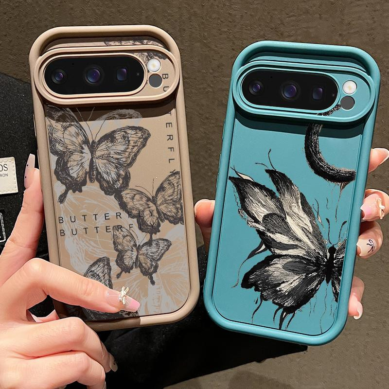 Stoßfeste Silikon-Handyhülle mit Retro-Schmetterlings-Design für Google Pixel 10, 9 Pro XL, 9, 8, 7 Pro, 9A, 8A, 7A in Multicolour - Bild 1