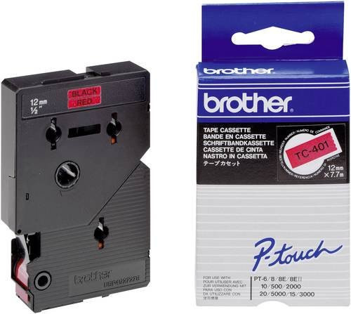 Brother P-touch Schriftbandkassette TC-401, Farbe: Rot, Schriftfarbe: Schwarz, Breite: 12 mm, Länge: 7,7 m - Bild 1