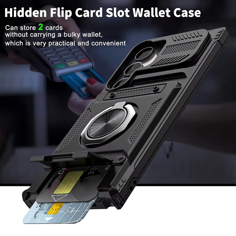 Handyhülle mit verstecktem Dual-Kartenfach für Samsung Galaxy S26 S25 S24 S23 Ultra Plus FE A56 A55 A36 A35 A26 A25 A16 A15 in Schwarz und Lila - Bild 2
