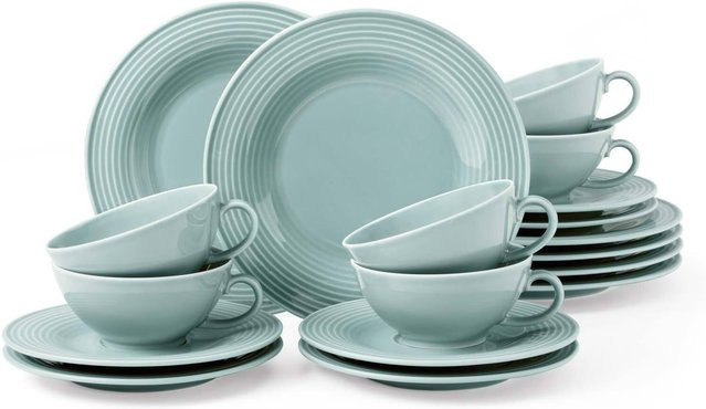 Seltmann Weiden Teeservice Beat Color Glaze aus Porzellan, 18er Set, Blau - Bild 1