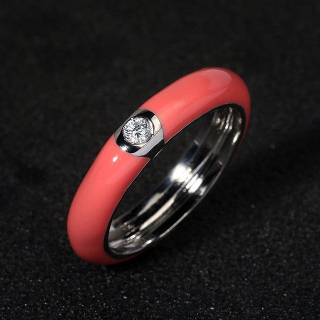 YIRAN Ring, Emaille, vergoldet, rot, Damen - Bild 1