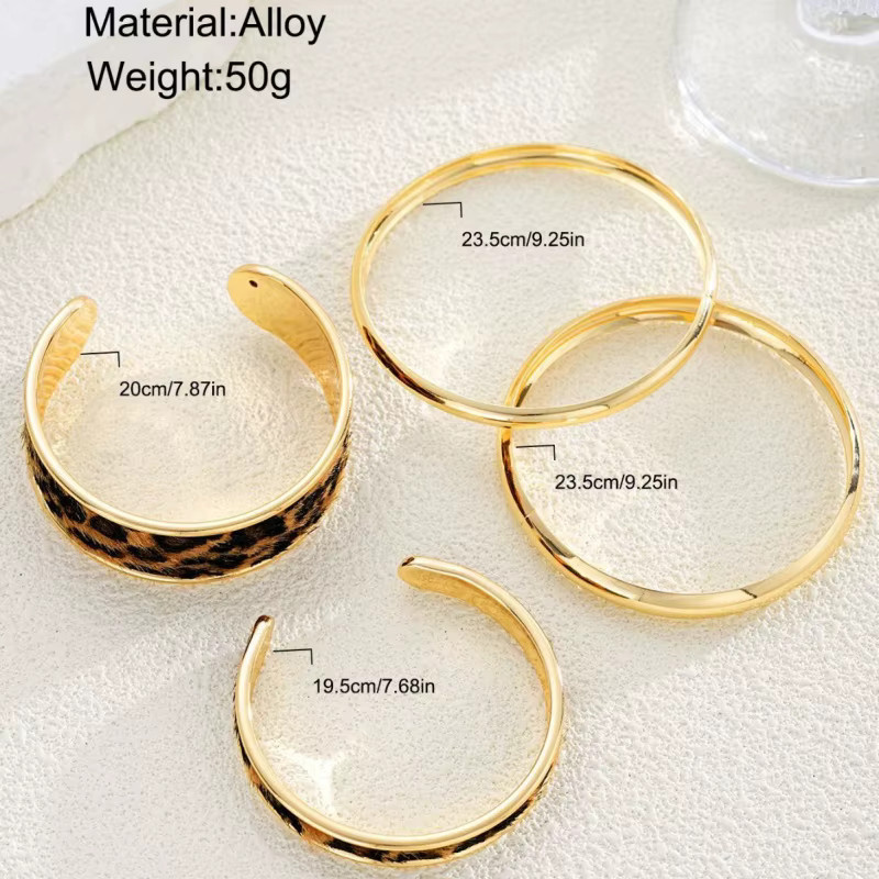 belleper Armband-Set, 4-teilig, Leopardenmuster, goldfarben, Damen - Bild 4