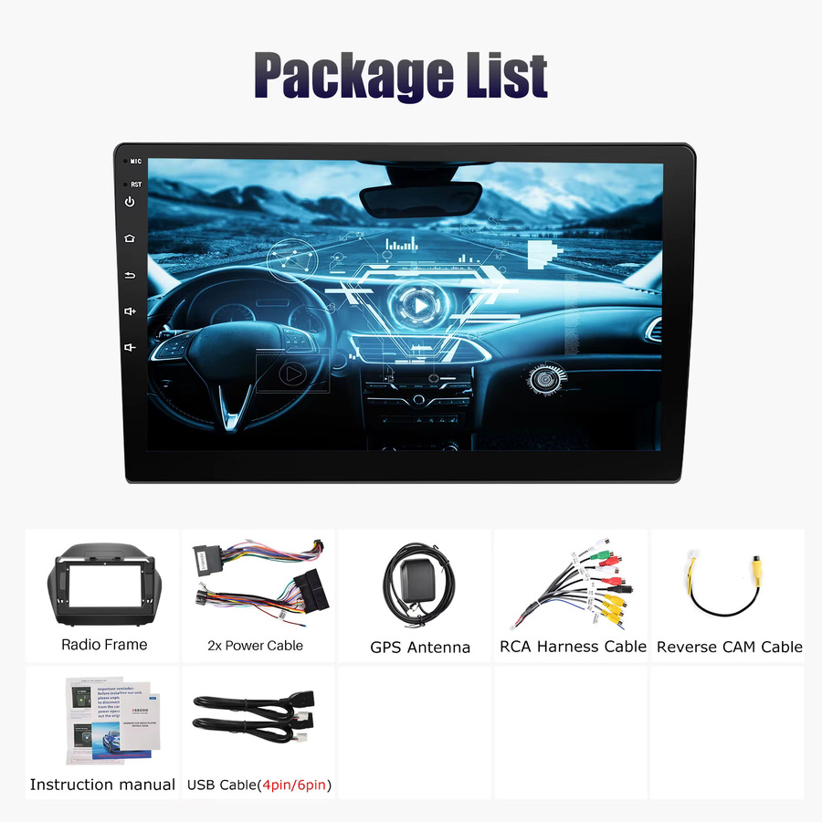 ESSGOO Android 15 Autoradio mit 9 Zoll Display für Hyundai Tucson ix35 2010-2015, 64GB, Schwarz, mit GPS, CarPlay, Android Auto, USB, Wi-Fi, Bluetooth und FM RDS - Bild 5