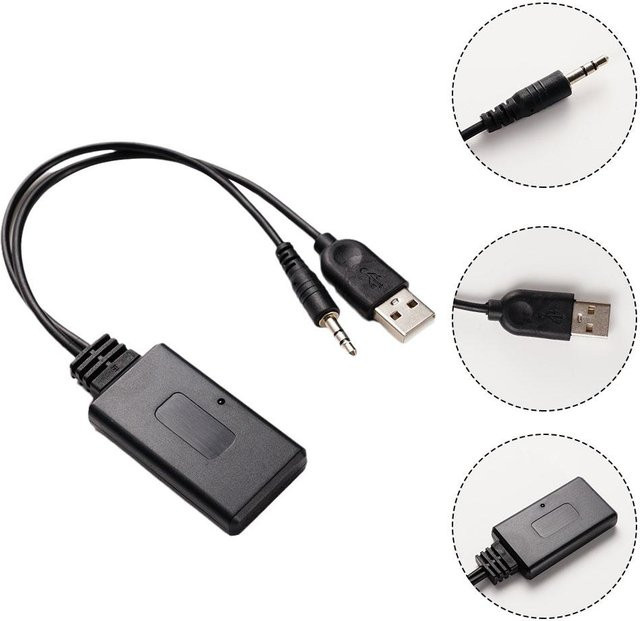 Universal Bluetooth Radio Kabel Adapter für BMW E90 E91 E92 E93 in Schwarz mit Aux Musik Audio Empfänger und Ladegerät - Bild 1
