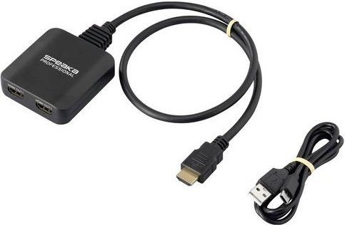 SpeaKa Professional SP-HDMIS-300 HDMI-Splitter mit 2 Ports, 8K Ultra HD fähig, Schwarz - Bild 1