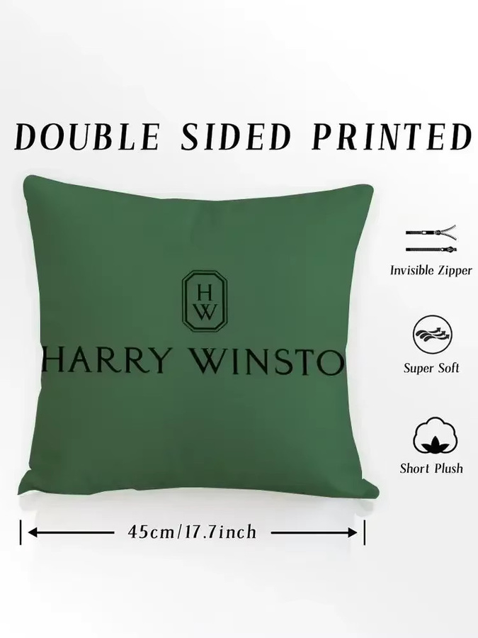 Harry Winston Kissenbezug aus Leinen in Weiß und Grün, quadratisch, B/T/H: 30 x 30 x 30 cm - Bild 5