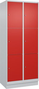 C+P Schließfachschrank Classic PLUS mit Sockel, 2 Abteile, Grau/Verkehrsrot, B/T/H: 80 x 50 x 195 cm - Bild 1