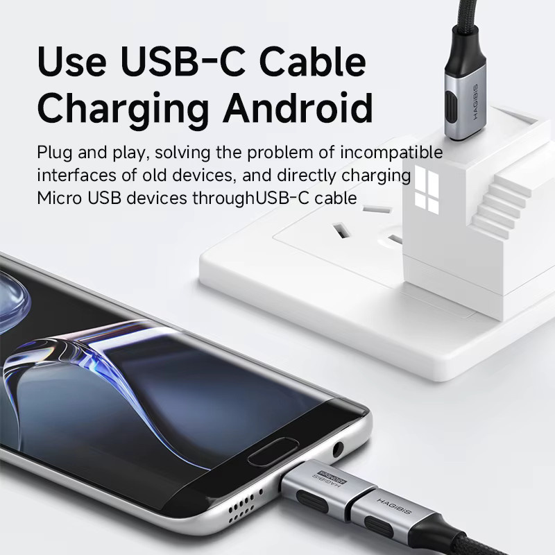 Hagibis USB-C auf Micro-USB Adapter in Grau für Android-Smartphones, Lüfter und Powerbanks - Bild 2