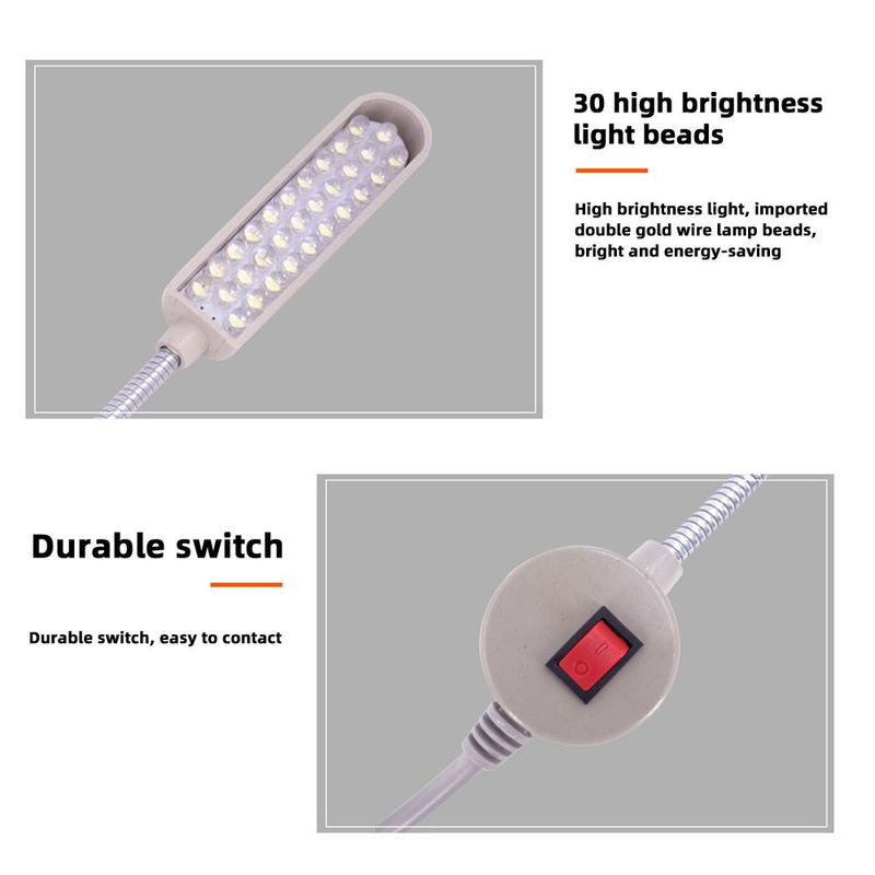 Dimmbare LED Industrielle Nähmaschinen Beleuchtung mit 30 LEDs und flexiblem 360 Grad Schwanenhals - Bild 6