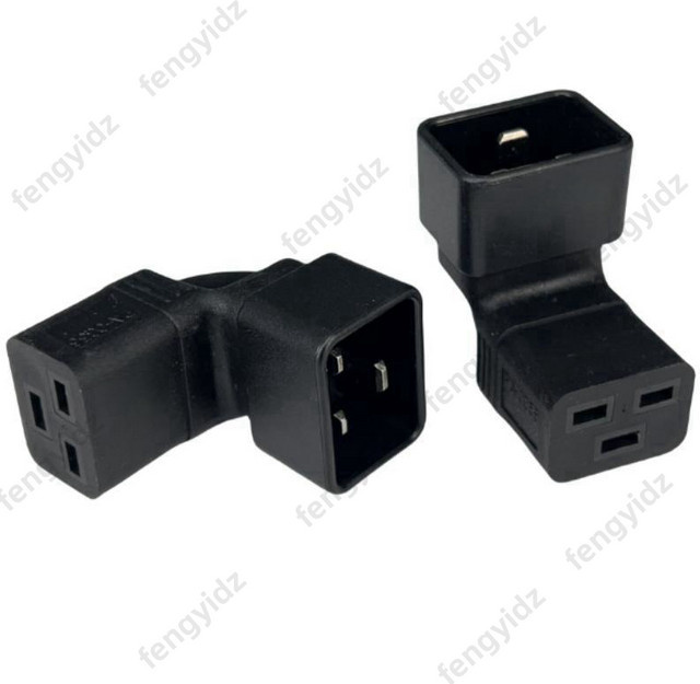 fengyidz Netzteil-Adapter IEC 320 C20 auf C19 rechtwinklig, 16 A/250 V, Schwarz - Bild 1