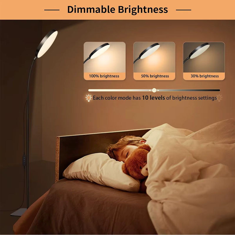 AMARYLLIS LED-Stehlampe in Schwarz mit dimmbarer Leselampe und verstellbarem Schwanenhals für Innenräume - Bild 3