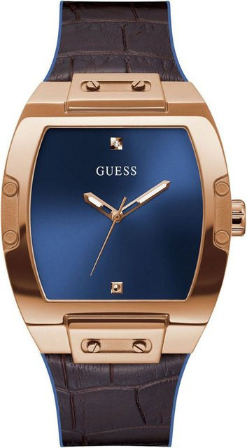 Guess Herrenuhr, Quarz, Edelstahl, 44 mm, Silikon, Blau, Roségold - Bild 1