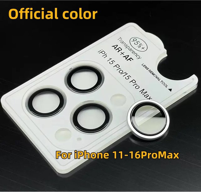 Set aus 2 oder 3 Objektivschutzgläsern aus gehärtetem Glas für iPhone 16 15 14 13 12 11 Pro Max Plus Mini in Gold und Transparent - Bild 1