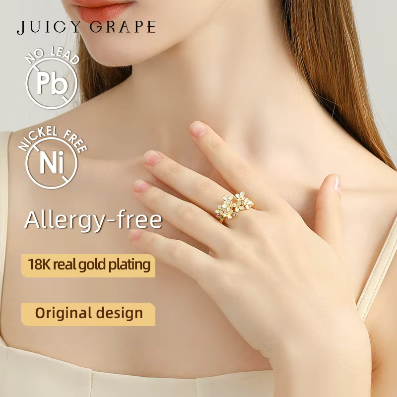 Juicy Grape Ring, Emaille-Osmanthus, 18K Vergoldet, Damen - Bild 2