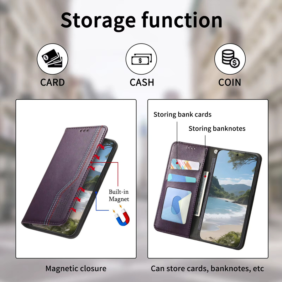 Xiaomi Flip Brieftasche Schutzhülle für Redmi Note 15 14 13 Pro Plus und Xiaomi 15 15T Poco M7 F7 X7 17 Pro Max in Braun - Bild 2