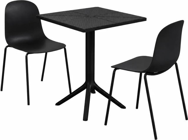 DELUKE Gartenmöbel-Set IDA Bistroset mit Tisch und 2 Stühlen aus Polypropylen in Schwarz Matt, B/T/H: 166 x 60 x 85 cm - Bild 1