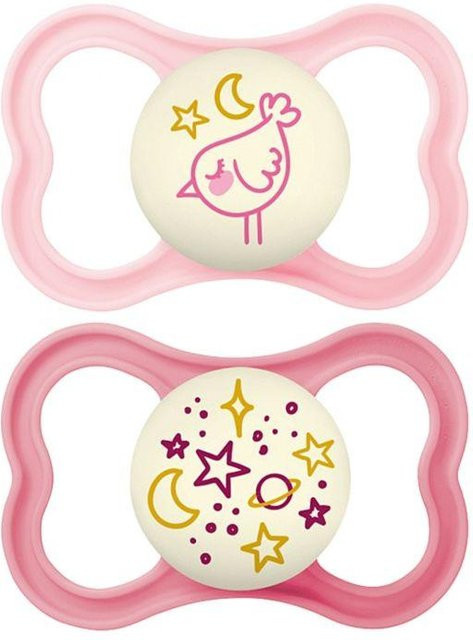 MAM Schnuller Supreme Nacht 2er Pack in Pink für 6 bis 18 Monate aus Silikon mit orthodontischer Form und BPA-frei - Bild 1