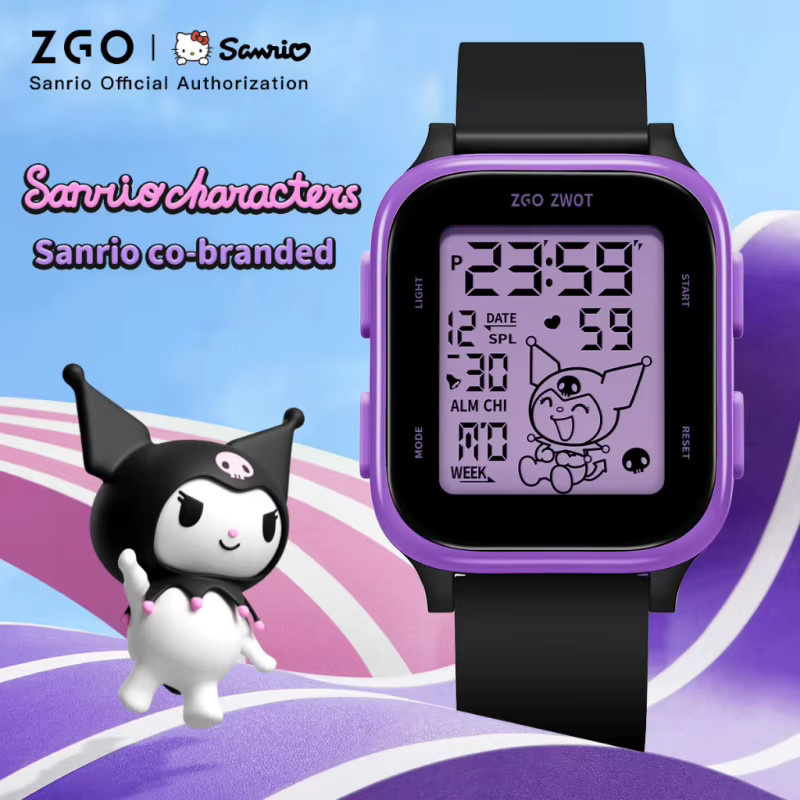 ZGO Sanrio Kuromi Digitaluhr, Kinder, Kunststoff, Schwarz, Eckig - Bild 2