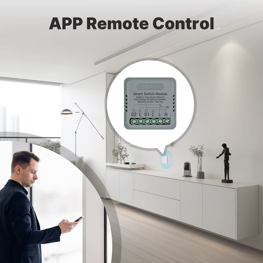 MOES Smart Switch Modul für Tuya WiFi und Zigbee, 1-4 Gang DIY Timer für Home Automation, kompatibel mit Google Home und Amazon Alexa - Bild 4
