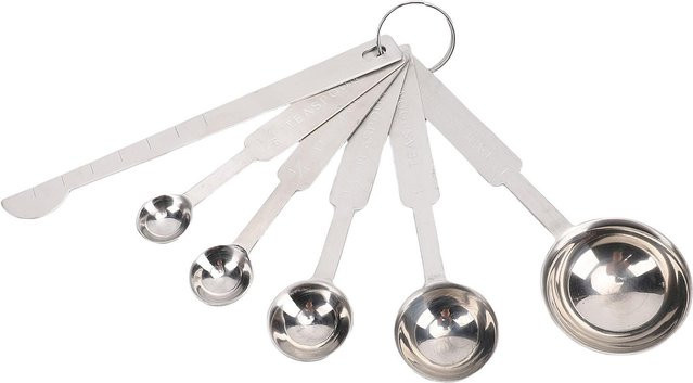 CosyHome Messlöffel Set aus Edelstahl in Silber, 5 Stück mit 0,5 ml, 1,25 ml, 2,5 ml, 5 ml und 15 ml - Bild 1
