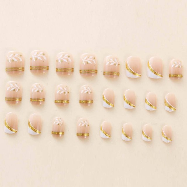 OTRESS Falsche Nägel Französische Maniküre, Nude, Glänzend, Unisex - Bild 1