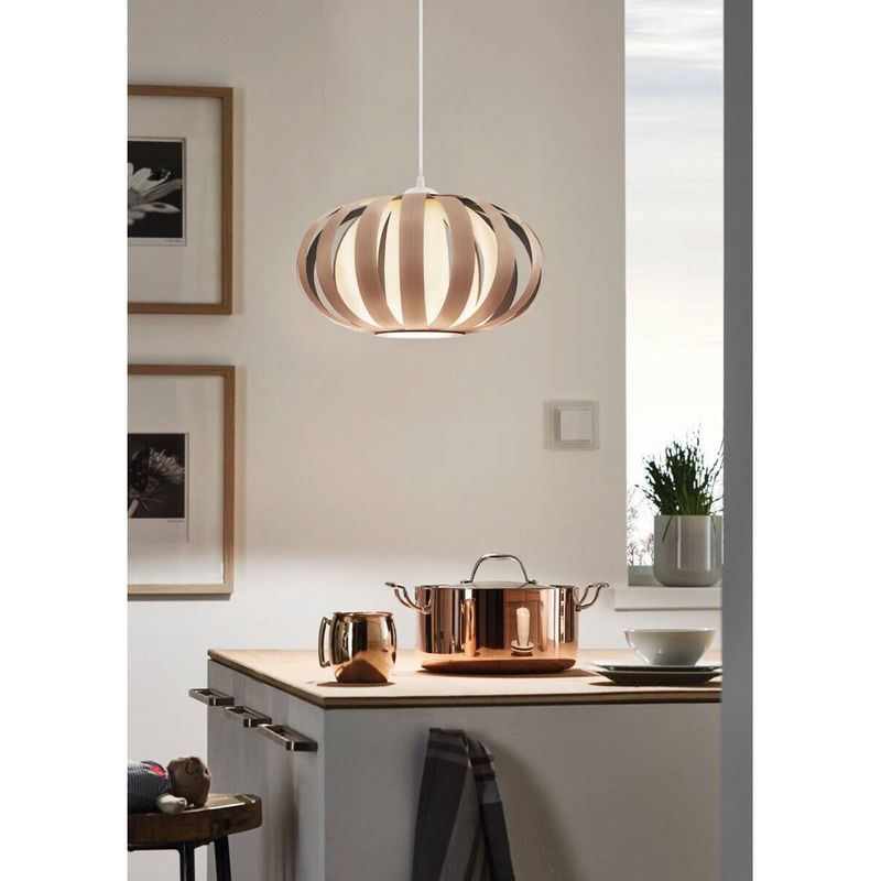 Eglo Hängeleuchte Arenella E27 moderne Pendelleuchte aus Kunststoff in Weiß oder Braun - Bild 2