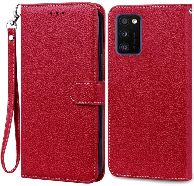 Samsung Galaxy A41 Brieftasche Klapphülle aus Leder und Silikon in Rot für Modell A415F - Bild 1