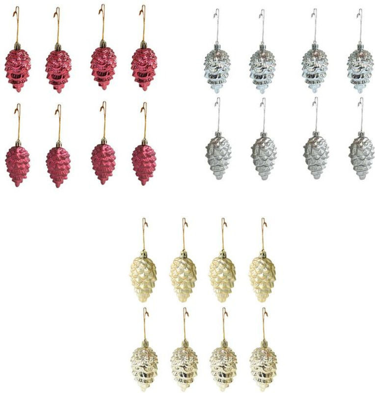 8 Stück Kesoto Weihnachts-Tannenzapfen als Hängeornamente aus Glas in Silber und Mehrfarbig für die Dekoration von Weihnachtsbaum, Fenster oder Wand - Bild 1
