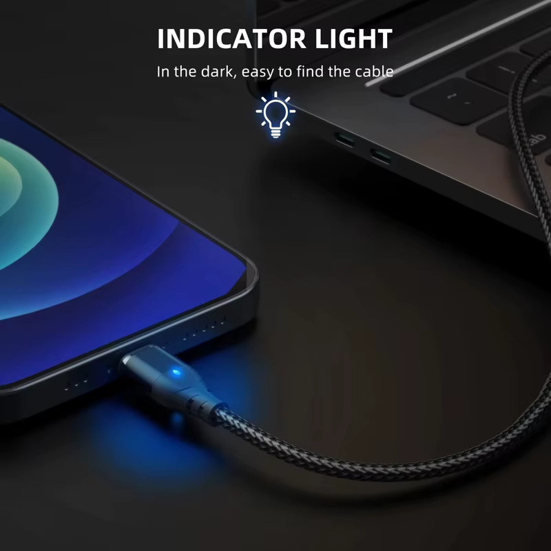 LUPWAY Magnetisches Schnellladekabel mit Micro-USB und USB-C für iPhone, Samsung, Xiaomi, Realme, OnePlus und Huawei in Schwarz - Bild 4