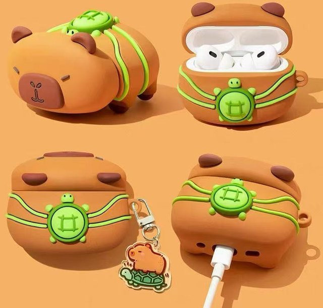 Kreative 3D Cartoon Silikonhülle für Apple AirPods 4, AirPods Pro 1, 2 und 3 in Orange - Bild 1