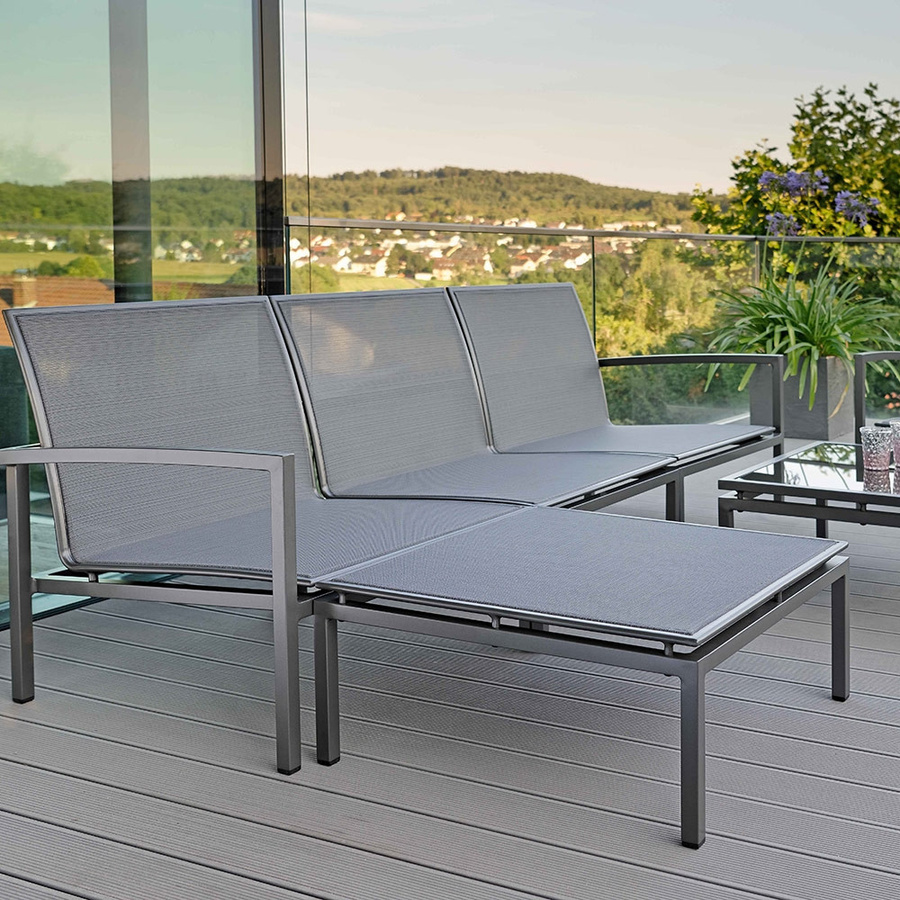 Stern SKELBY Lounge Seitenelement in Anthrazit mit textilem Karbon-Bezug und Aluminiumarmlehne rechts - Bild 2